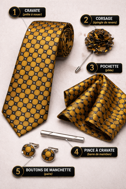 Le coffret qui transforme un homme en gentleman en 30 secondes – Ensemble luxe 5 pièces noir & or
