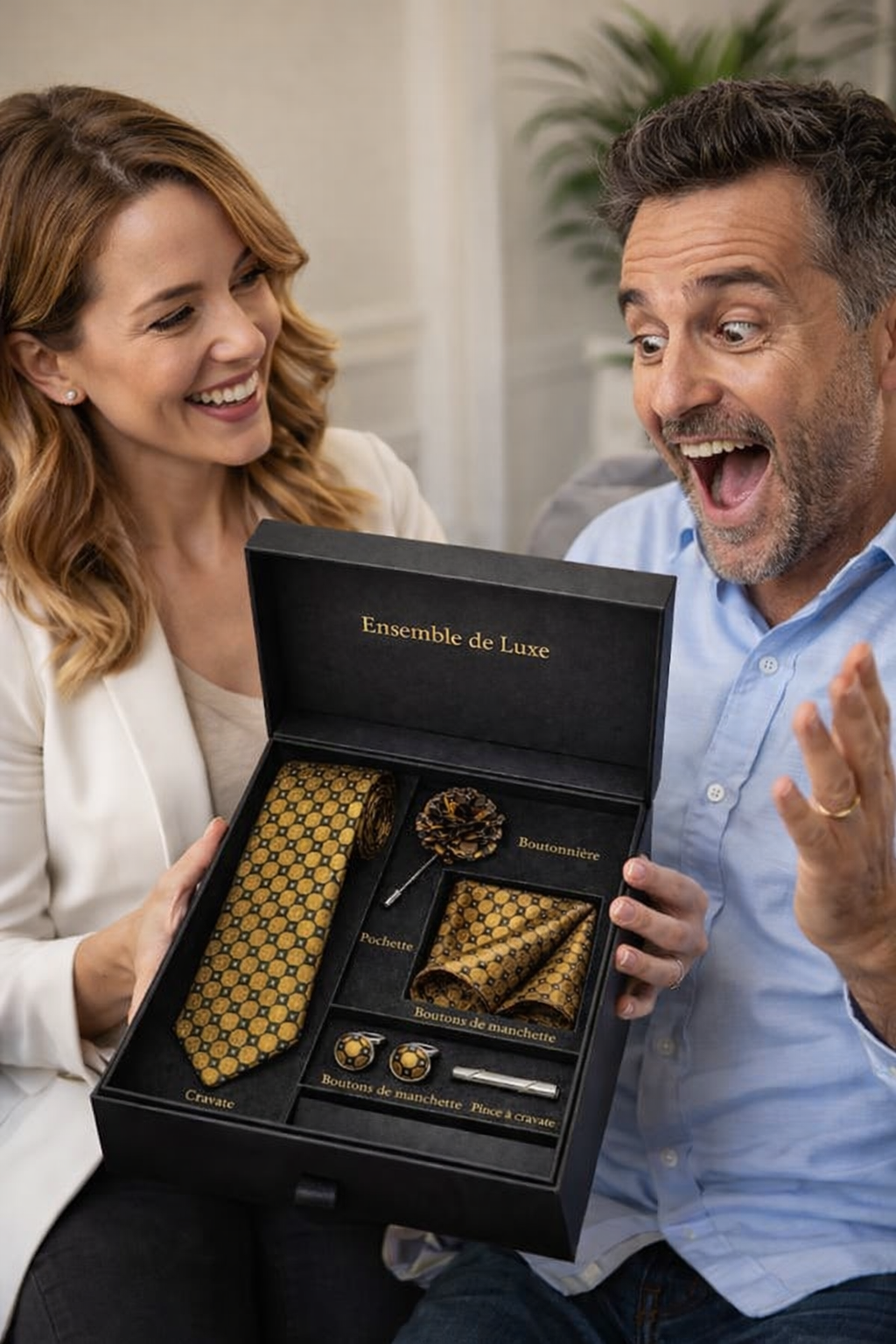 Le coffret qui transforme un homme en gentleman en 30 secondes – Ensemble luxe 5 pièces noir & or